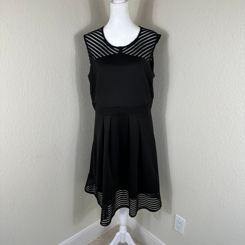 NT‎ Brand Sleeveless Knee-Length Fit Flare Dress Black 14 Classic Contemporary